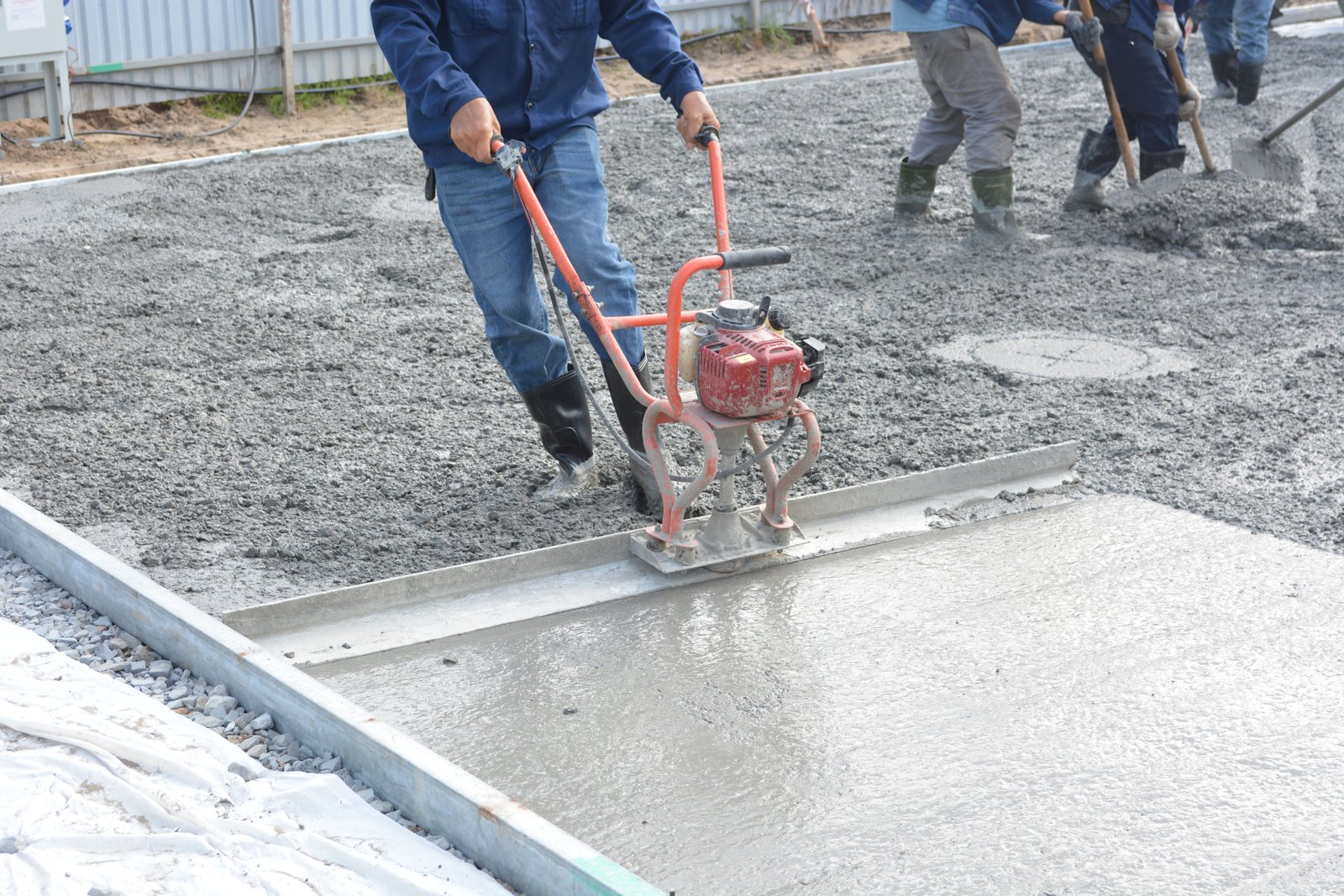 Concreting work on steel reinforcement rebar